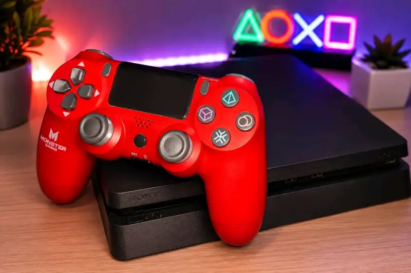 Consola PS4 con Control Rojo y Juegos - 1