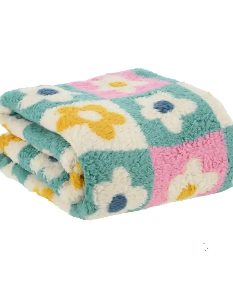 Manta de Lana con Diseño Floral Multicolor