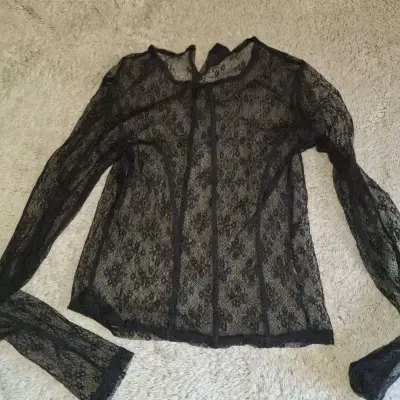 Blusa de encaje negro para mujer XS - miniatura 1