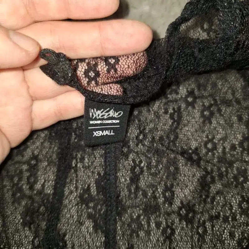 Blusa de encaje negro para mujer XS - 2