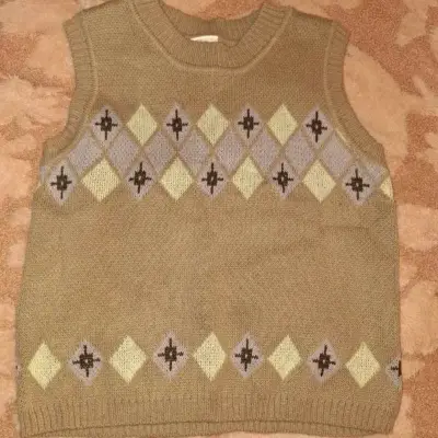 Chaleco sin mangas beige con diseño de rombos Sybilla - miniatura 1