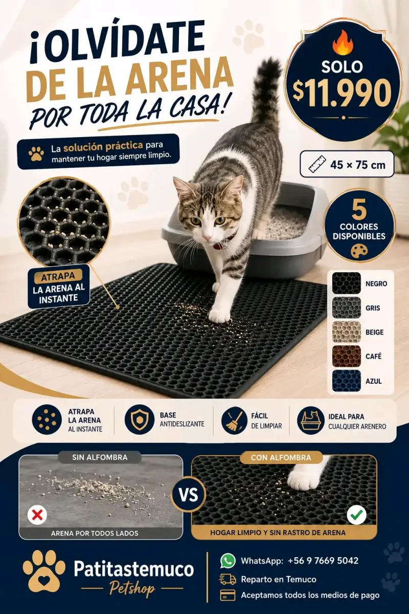 Alfombra atrapa arena para gatos 45x75 cm