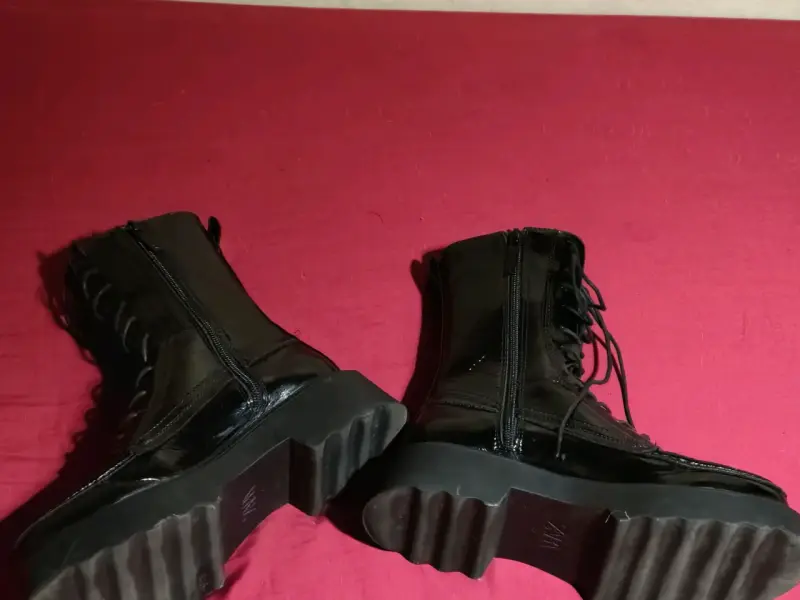 Botas de cuero negras Zara con plataforma - 6