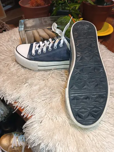 Zapatillas de lona azul con suela gruesa - miniatura 5