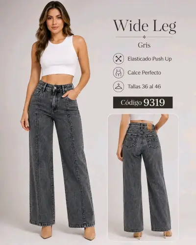 Pantalones Palazzo Celeste Claro con Control de Abdomen - miniatura 2