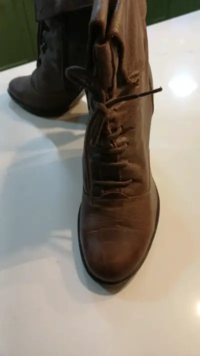 Botines de cuero marrón con tacón alto - miniatura 4