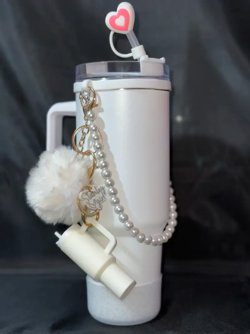 Vasos térmicos con tapa y accesorios decorativos - 5
