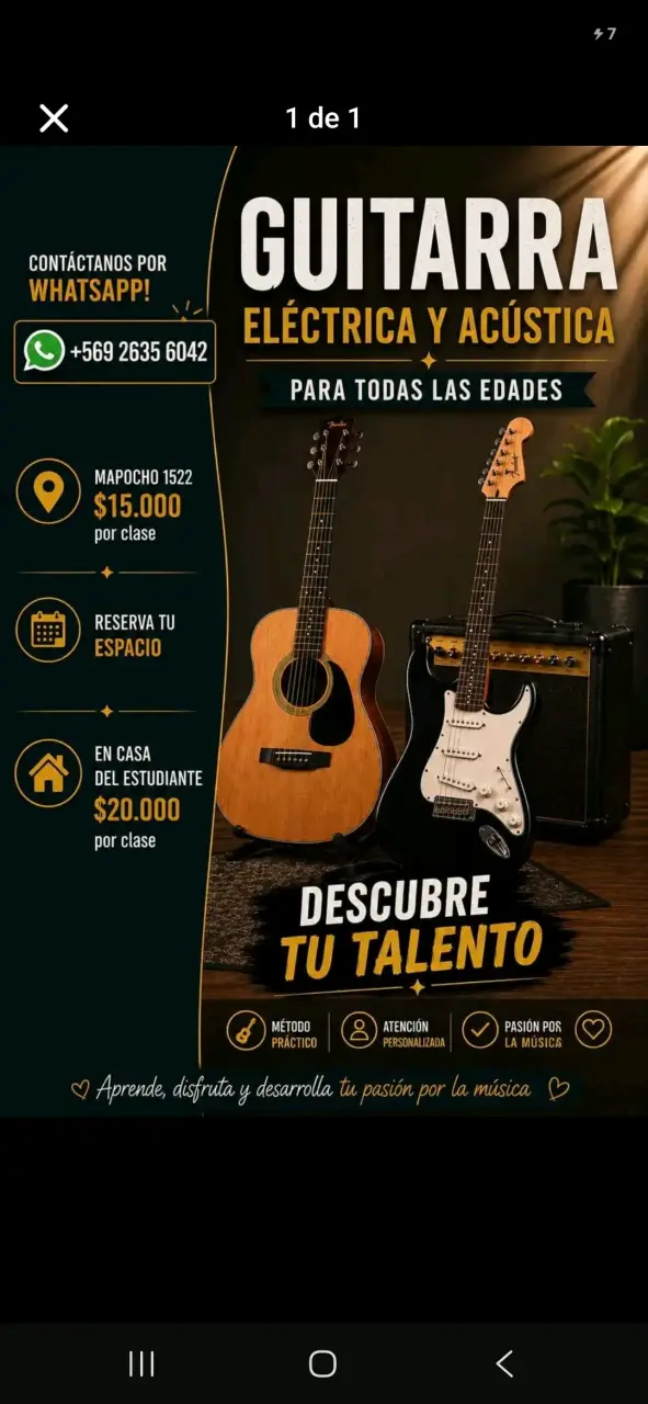 Clases de guitarra eléctrica y acústica.