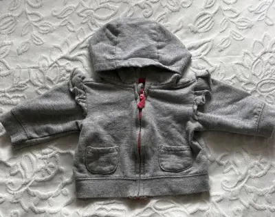 Chaqueta gris con capucha para bebé - miniatura 1