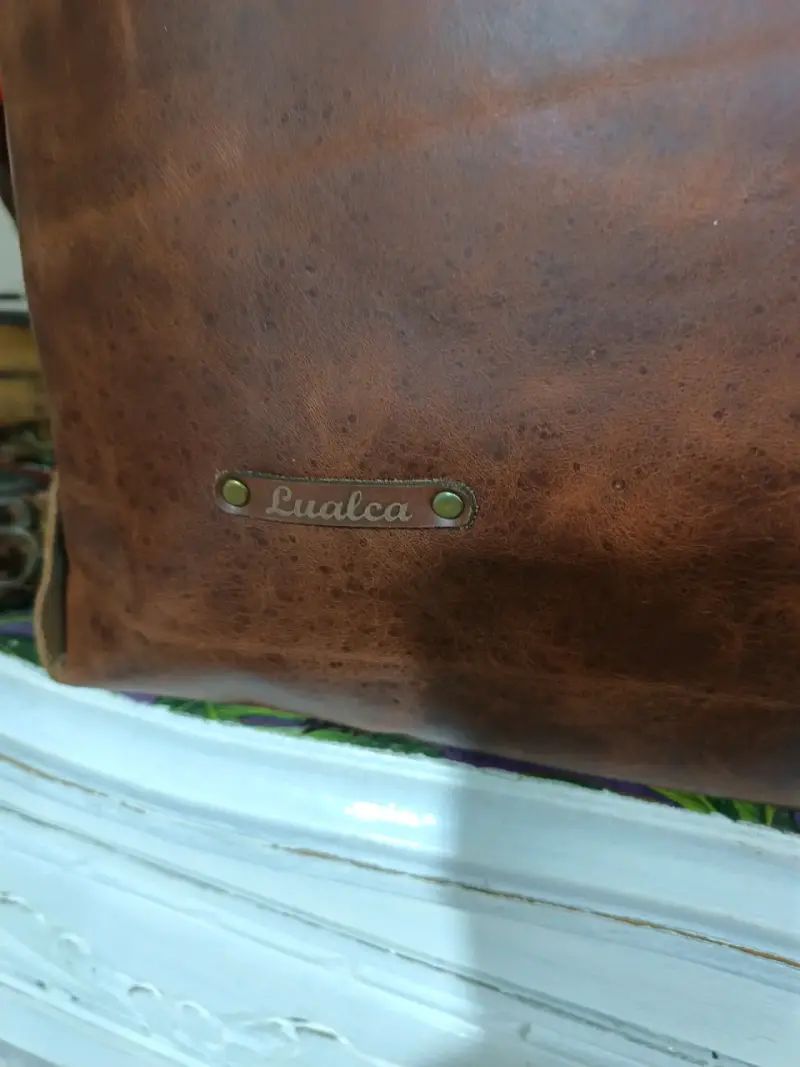 Bolso de 100% cuero marrón Lualca grande - 4