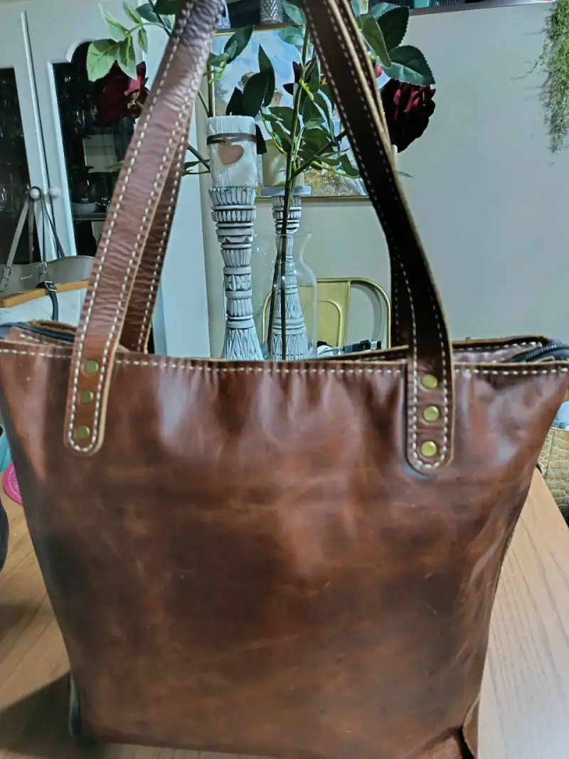 Bolso de 100% cuero marrón Lualca grande - 5