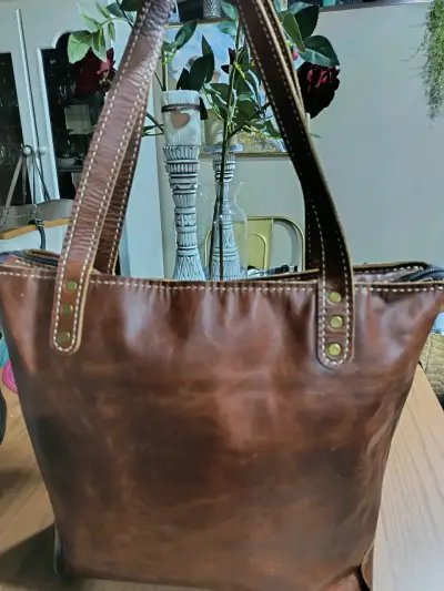 Bolso de 100% cuero marrón Lualca grande - miniatura 5