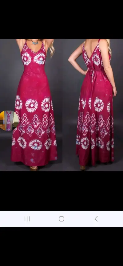 Vestido largo bohemio rojo con estampado floral - miniatura 2