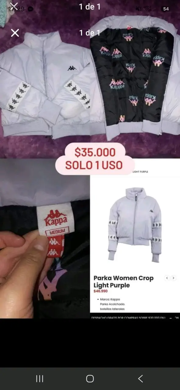 Parka Kappa Mujer Lila Claro Talla M
