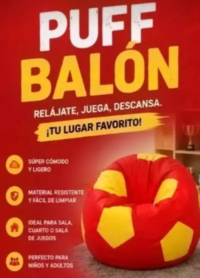 Puff tipo pelota 90x 90 de diámetro - miniatura 1