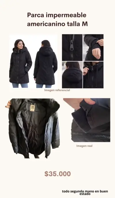 Parca impermeable negra talla M en buen estado - miniatura 1