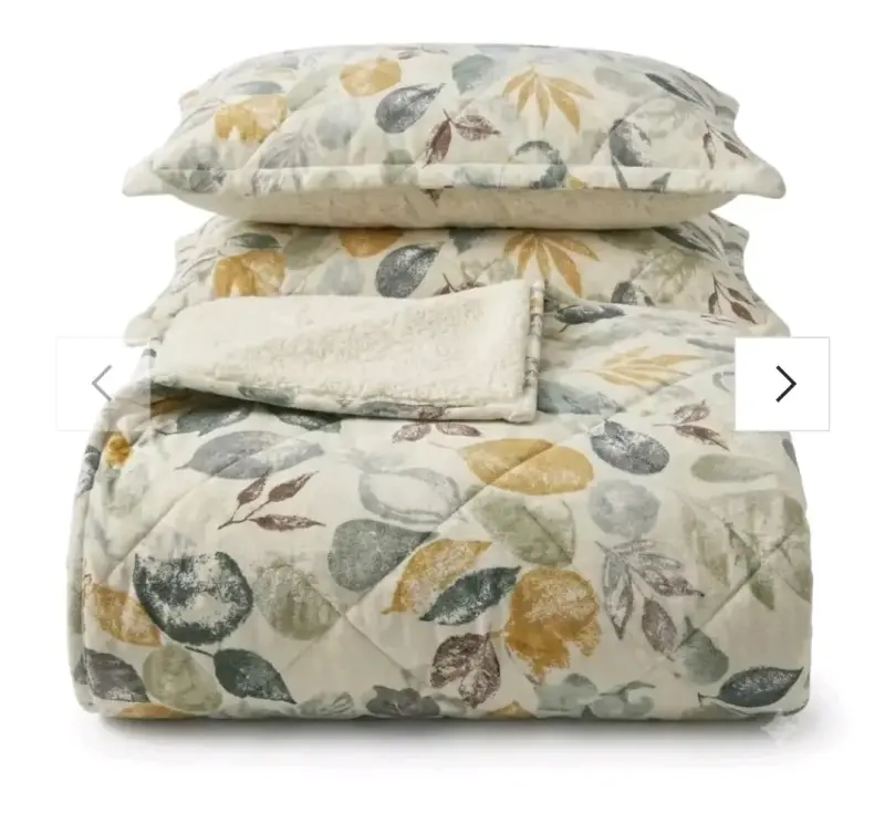 Cubrecama Sherpa con diseño de hojas 3 plazas - 2