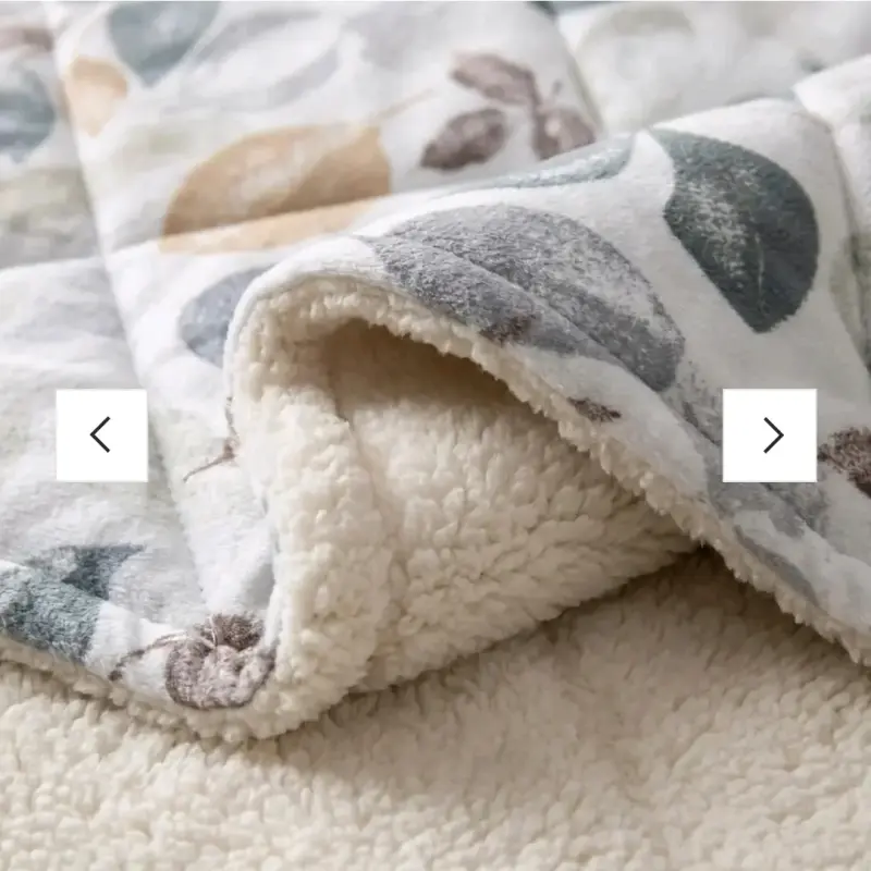 Cubrecama Sherpa con diseño de hojas 3 plazas - 3