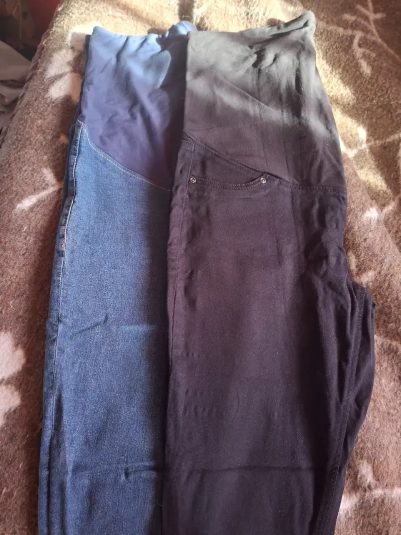 Pantalones de mezclilla y algodón bicolor maternal