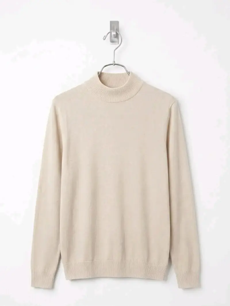 Suéter de cuello alto beige y negro - 1