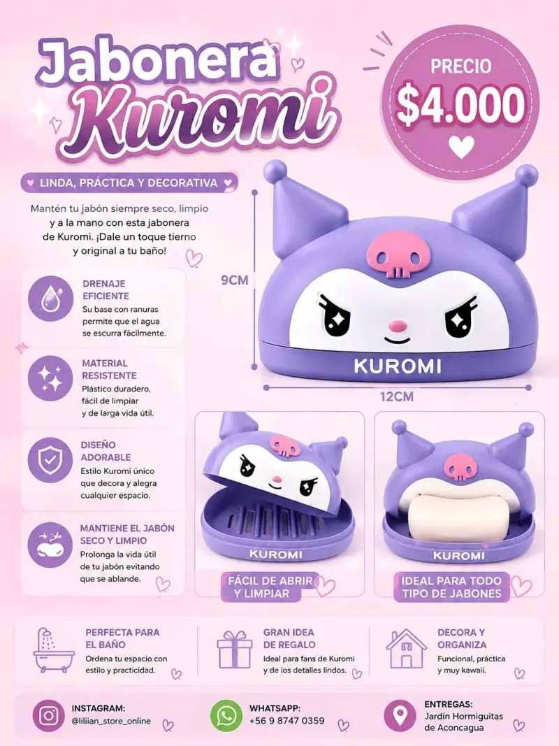 Jabonera Kuromi decorativa y práctica