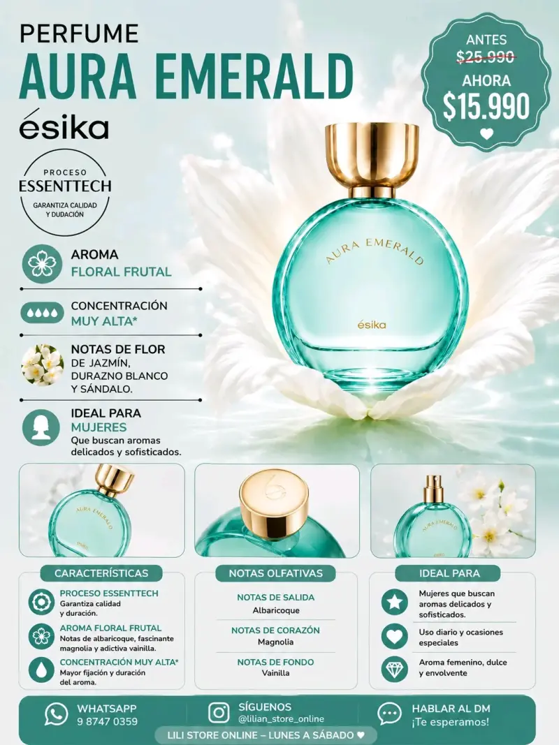 Perfume Aura Emerald de Ésika para Mujeres