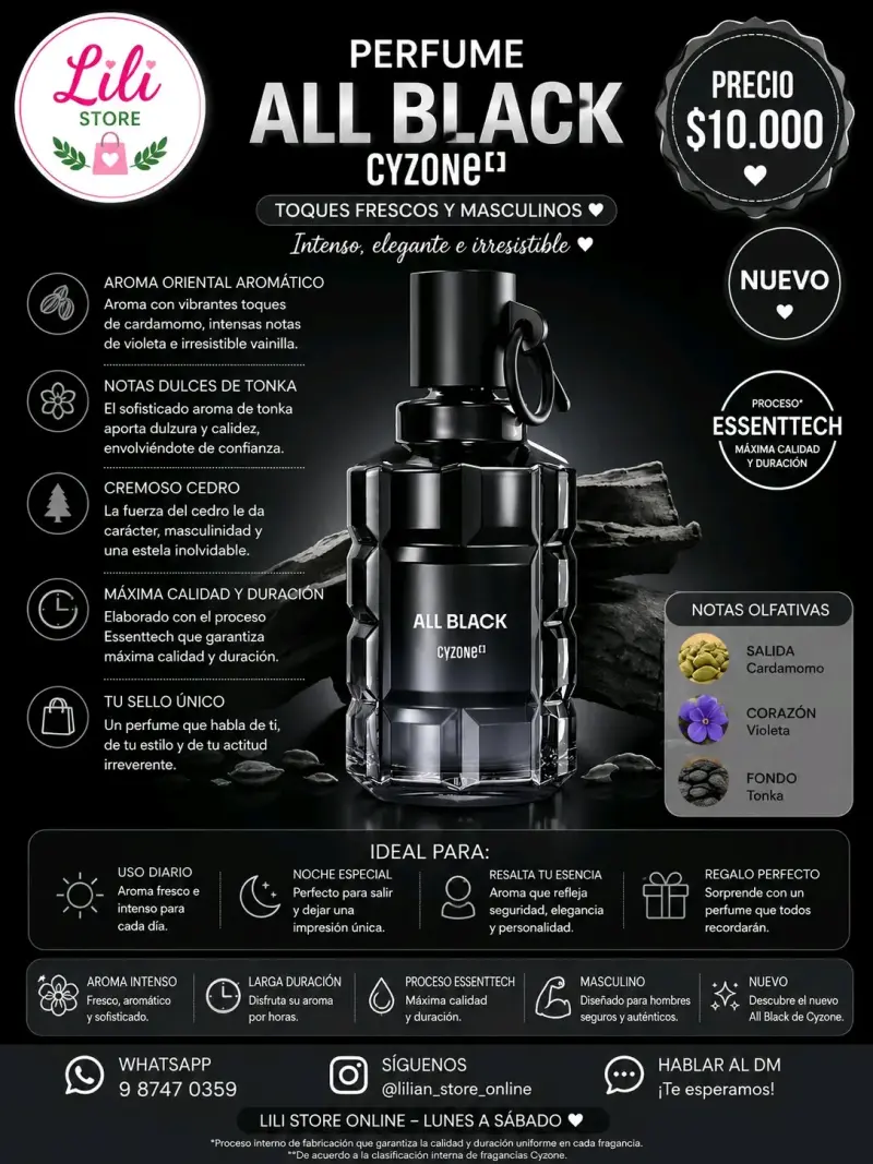 Perfume All Black Cyzone para Hombre
