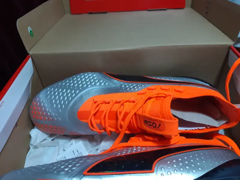 Botines de fútbol Puma one Z 4.1 naranja y gris - 1