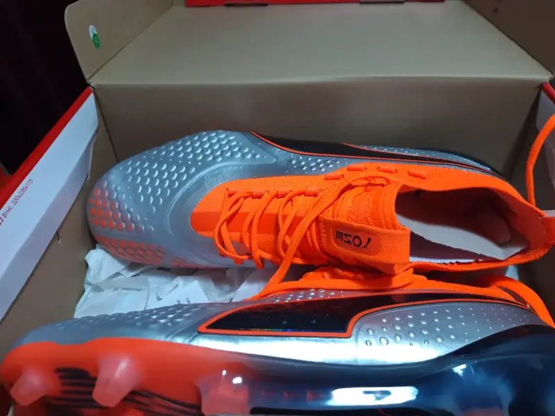 Botines de fútbol Puma one Z 4.1 naranja y gris - 2
