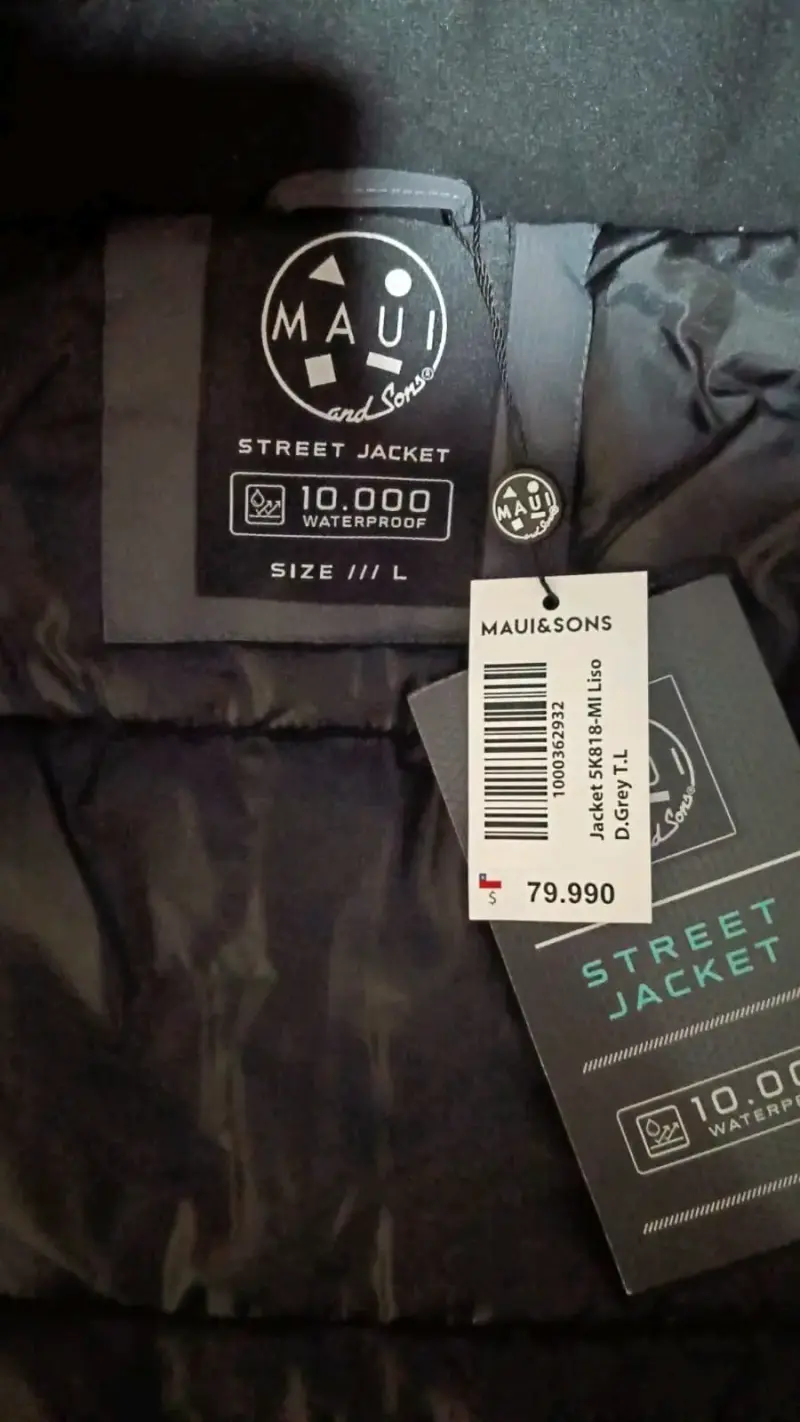 Chaqueta impermeable Maui and Sons gris talla L - 1