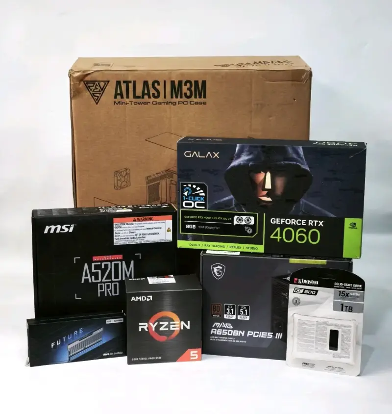 PC Gamer RTX 4060-Ryzen 5 5500-16GB-Nvme+SSD - 6