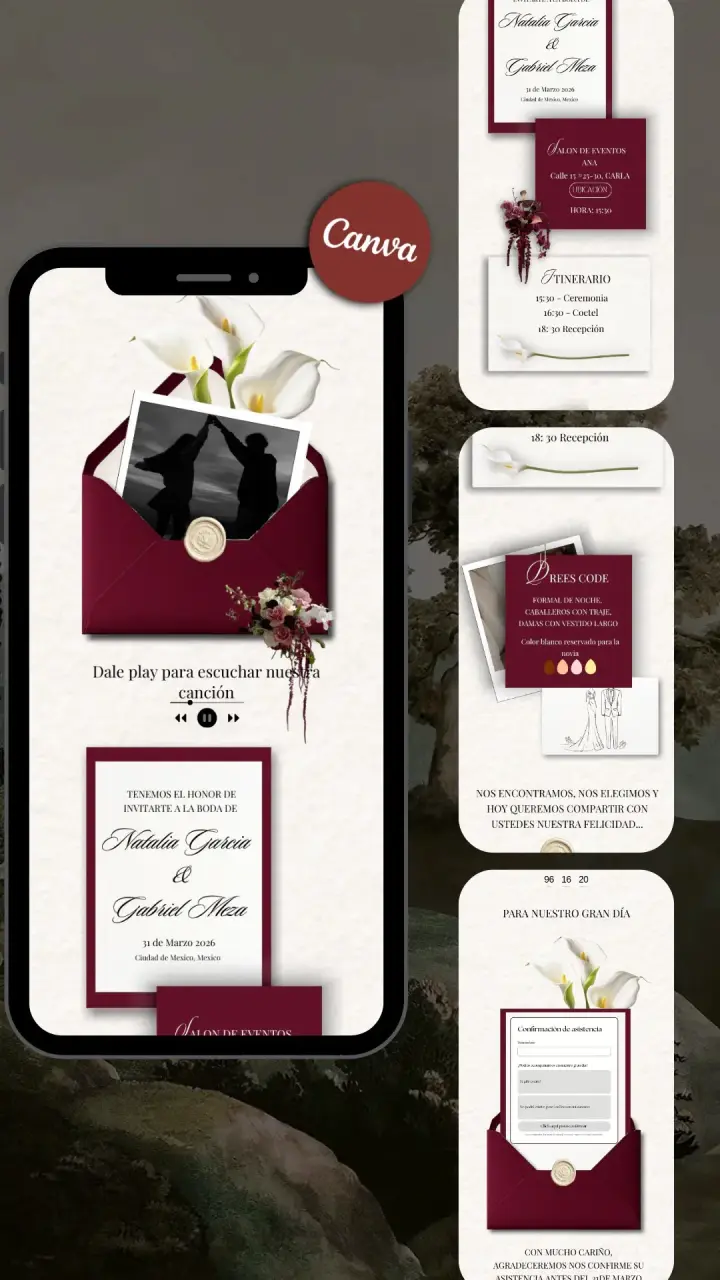 Invitación de boda digital personalizada