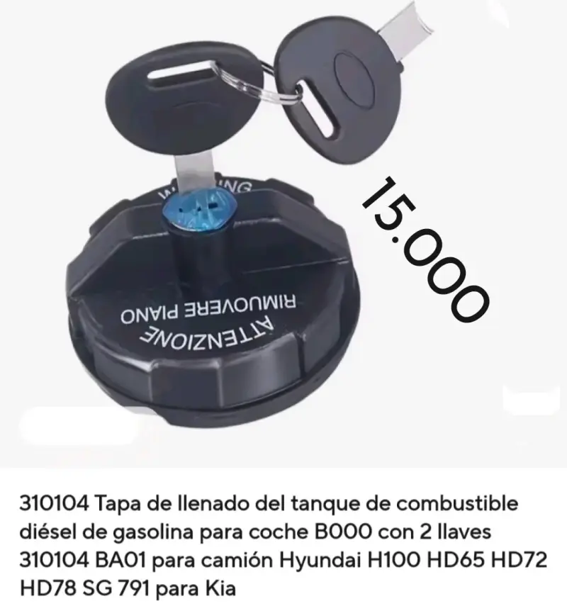 Tapa de tanque de combustible con llave para Hyundai y Kia - 1