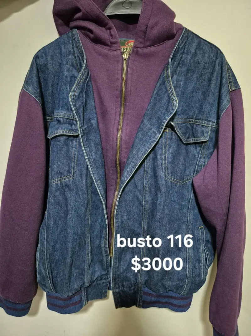 Chaqueta de mezclilla con capucha morada-overside