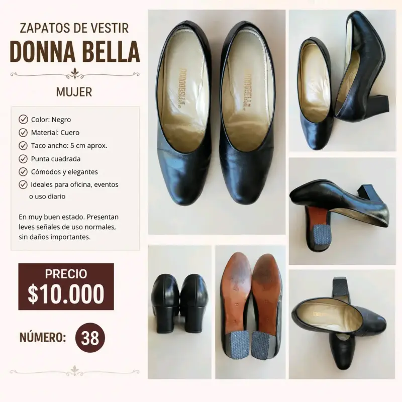 Zapatos de vestir Donna Bella negros de cuero - 1