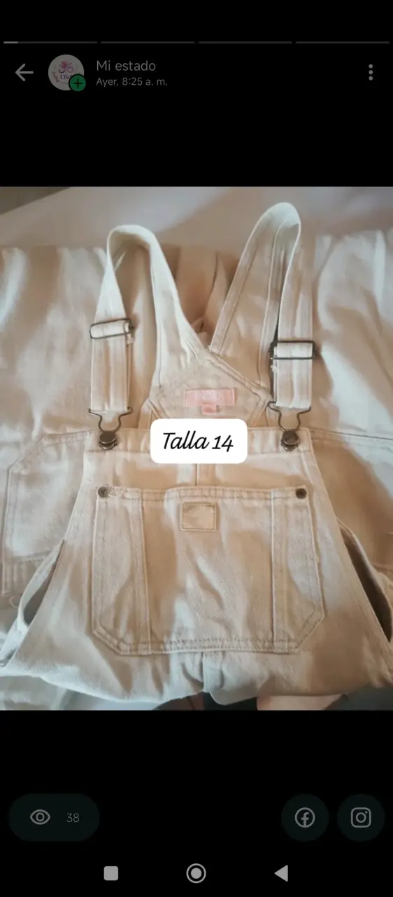 Jardineras de mezclilla beige talla 14