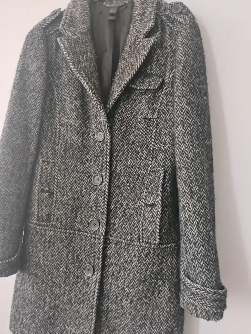 Abrigo de lana gris para mujer - 1