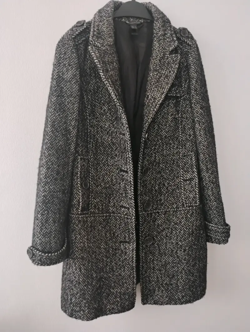 Abrigo de lana gris para mujer - 3