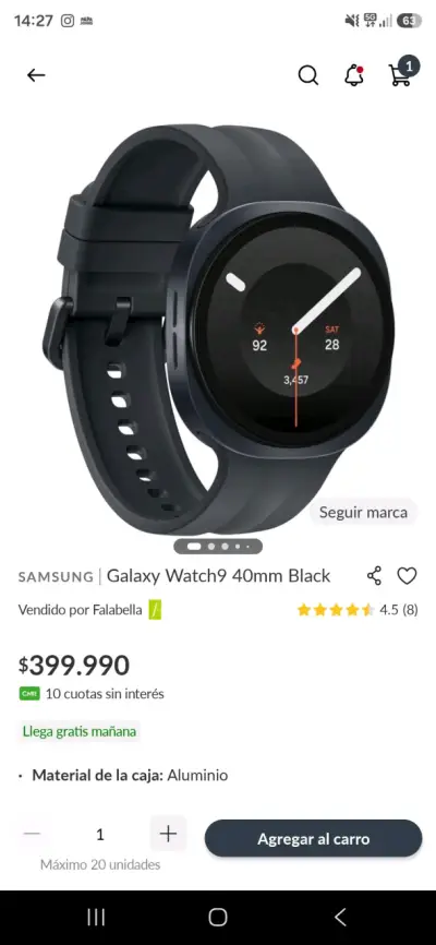 Samsung Galaxy Watch9 40mm Negro - miniatura 3