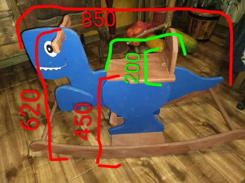 Caballito balancín de madera en forma de dinosaurio - 5