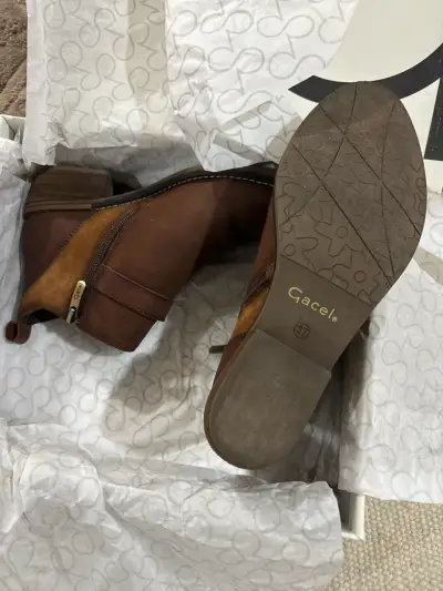 Botines de cuero marrón con hebilla Gacel - miniatura 2