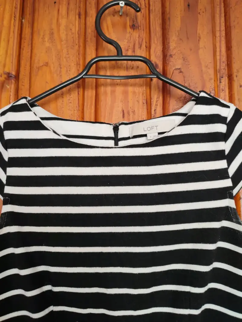 Vestido a rayas blanco y negro Loft - 4