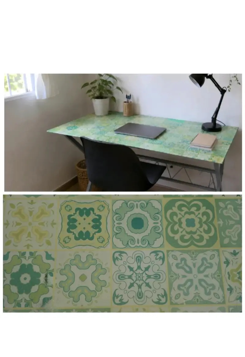 Escritorio con diseño de azulejos verdes