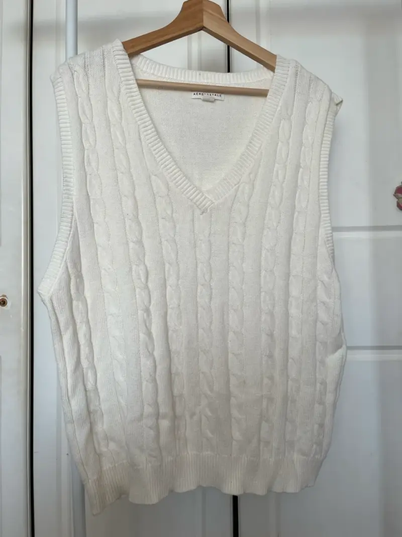 Chaleco sin mangas blanco de punto Aeropostale