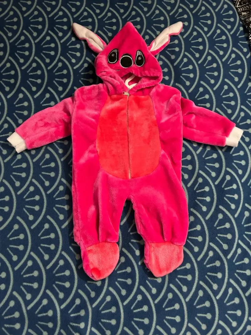 Disfraz o pijama de animalito rosado 0-3