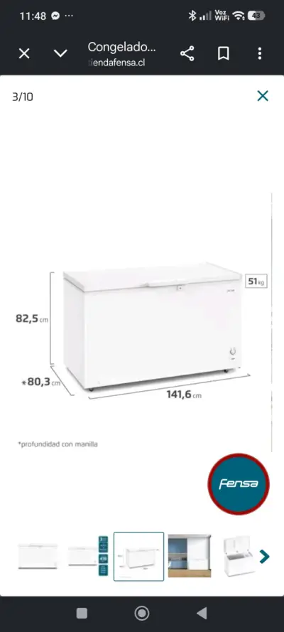 Congelador horizontal Fensa 418 litros blanco - miniatura 1
