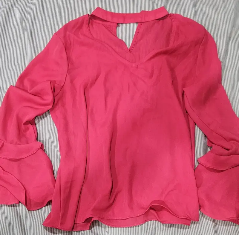 Blusa rosa fucsia de manga larga para mujer