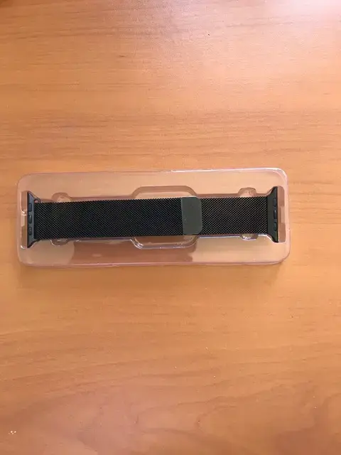 Correa reloj negra de malla metálica para iphone - 2