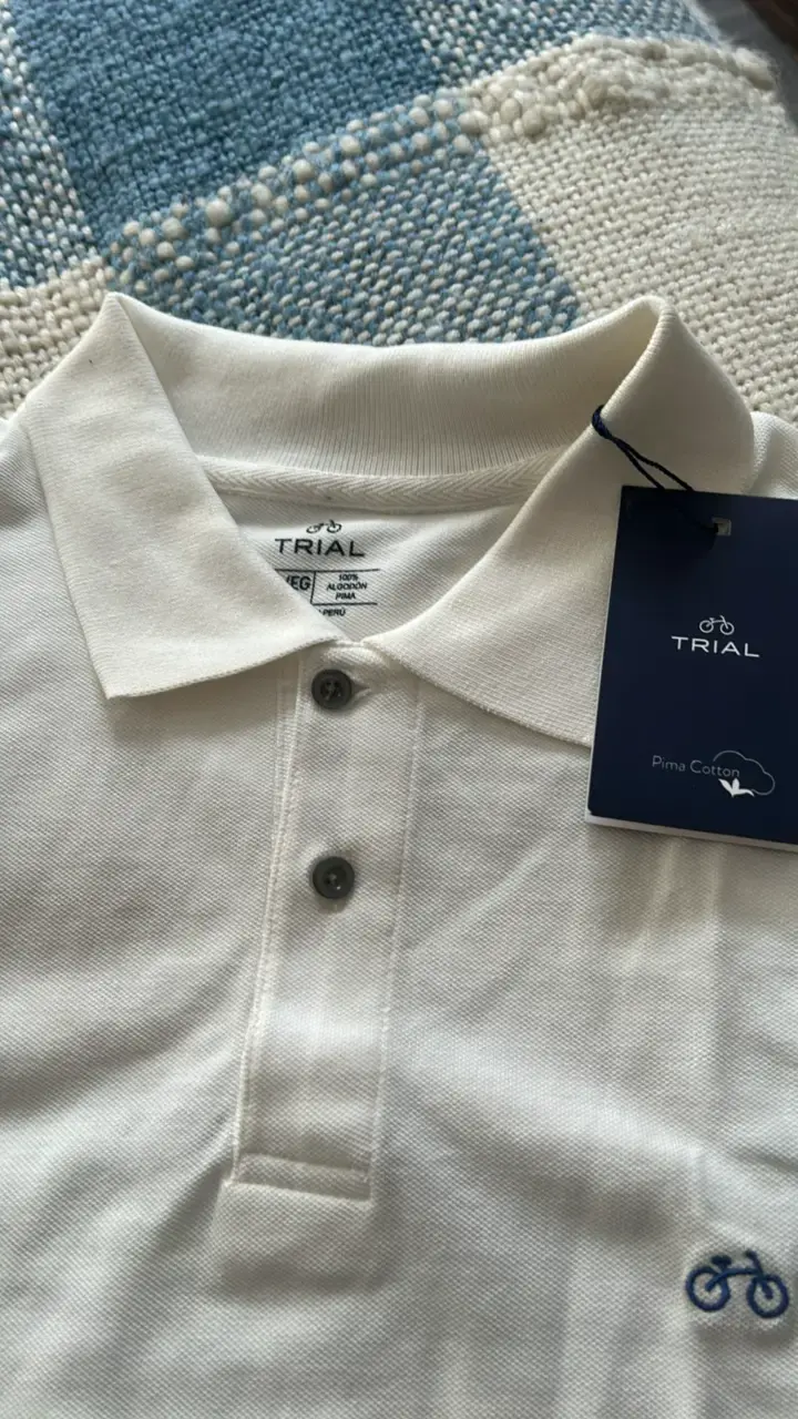 Polera Polo Blanca de Algodón Pima Trial - 3