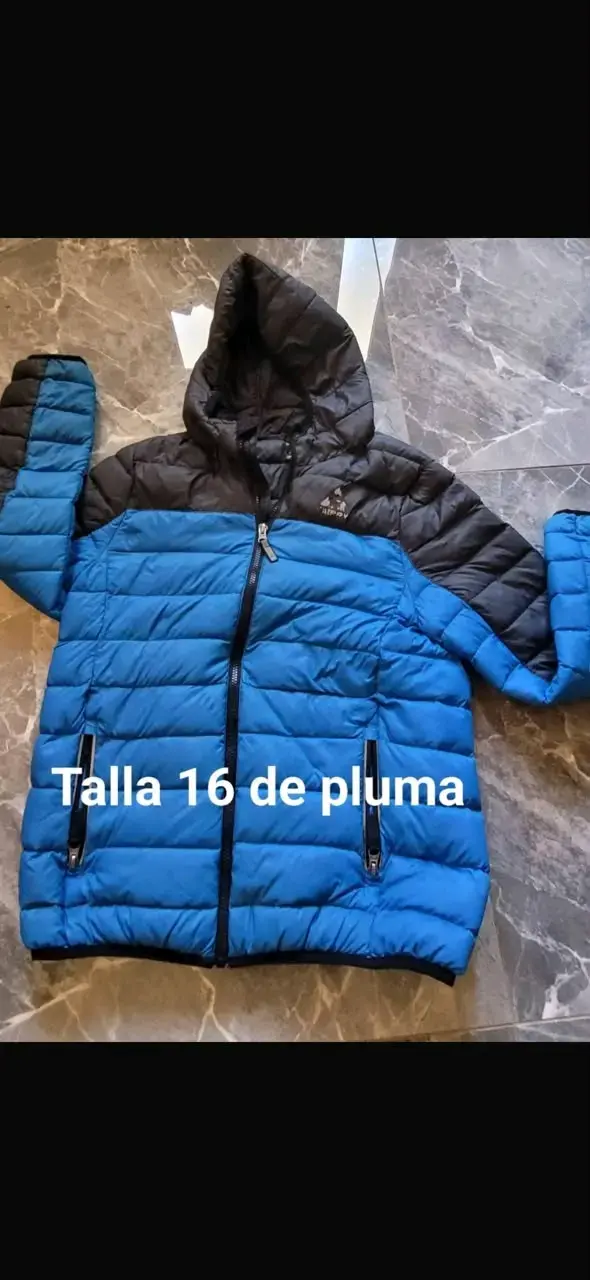 Chaqueta de pluma azul y negra talla 16 - 1